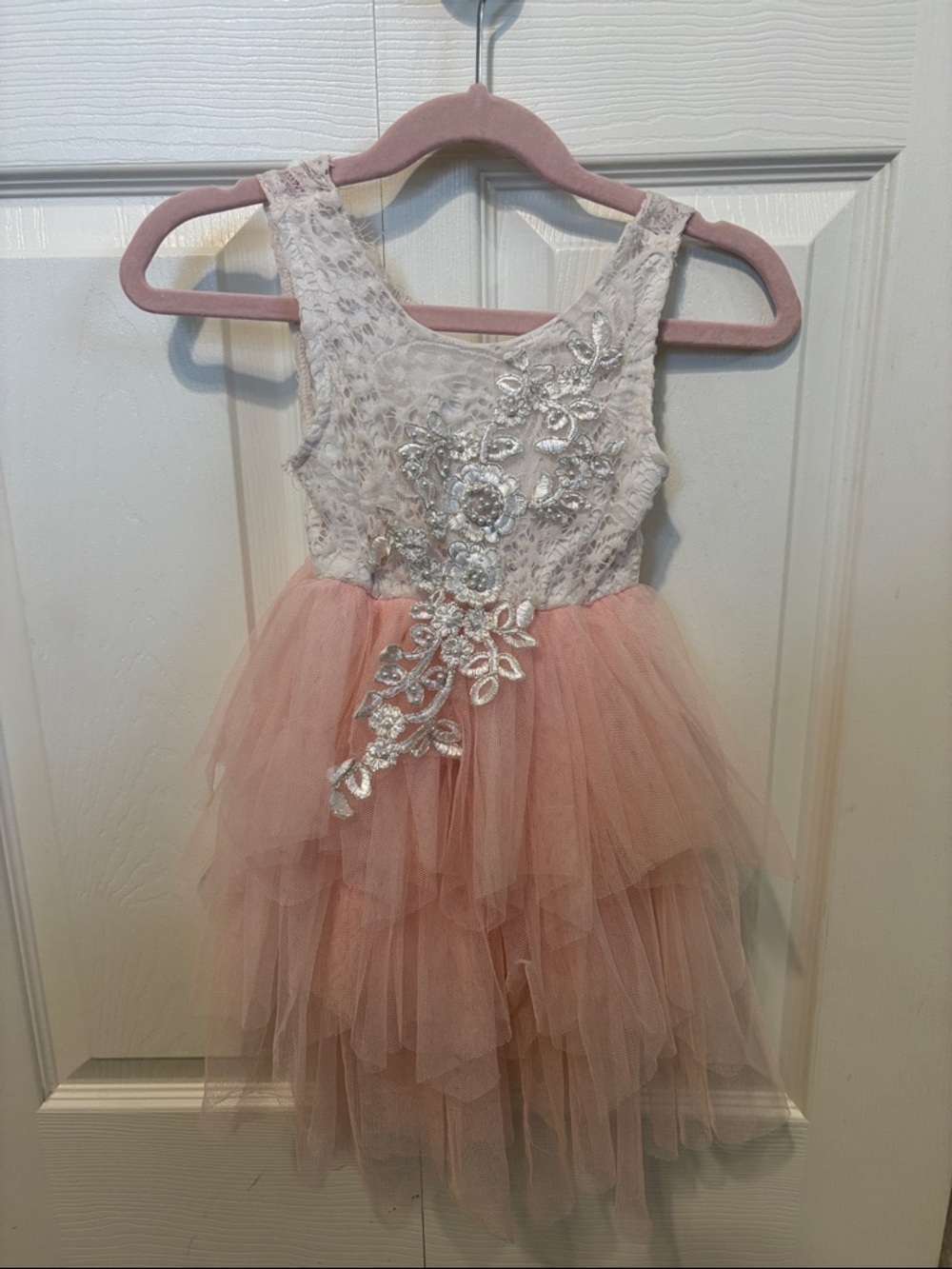 Girls Lace Bodice Pink Tulle Party Dress